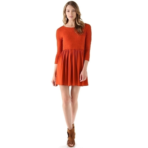 Thakoon Addition Combo Sweater Dress Terra Cotta L - Picture 2 of 11